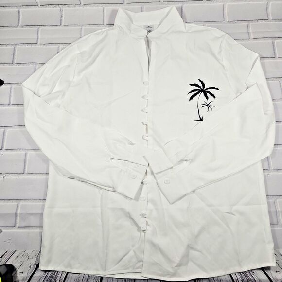 Men's Button Down Shirts Casual Long Sleeve Dress Shirts Summer Beach Shirts - Picture 2 of 9